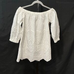 Bishop + Young White Eyelet Off Shoulder Flutter Sleeve Blouse XS